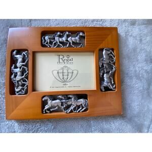 Regal Art & Gift Pewter and Wood Horses Photo Frame